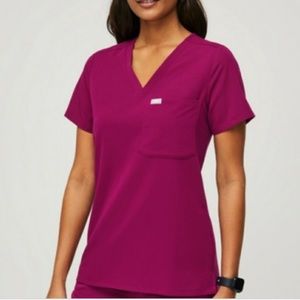 FIGS Dark Magenta Catarina One-Pocket Scrub Top Size XXS